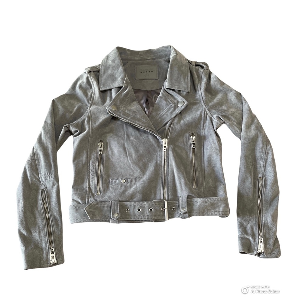 BLANK NYC Suede Moto Jacket Cloud Grey Size Small NWOT Genuine Leather Biker - Picture 4 of 12